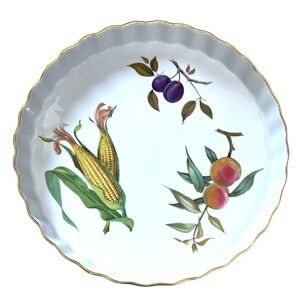 Royal Worcester Evesham Gold 13.5” Quiche England Oven Pan Dish Tart Pie Large